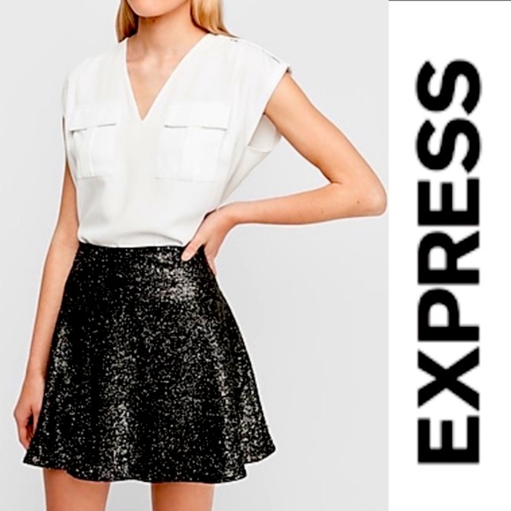 EXPRESS Black Sequin Skirt